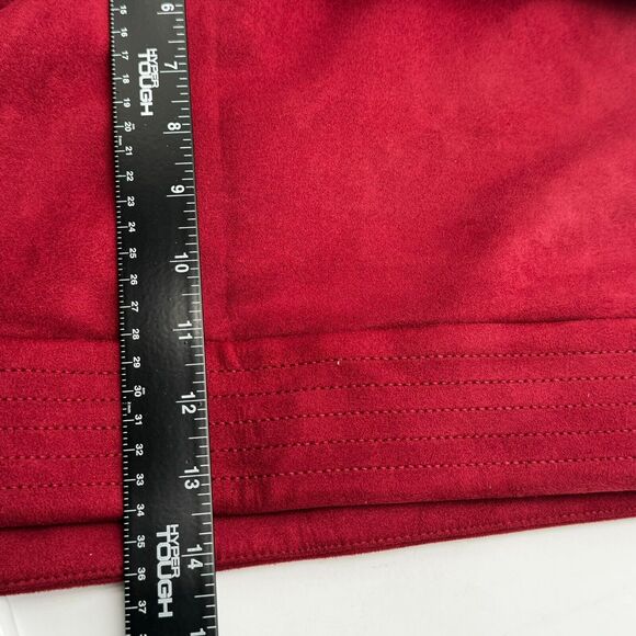 Loft | NWT Women's 26 Plus‎ Soft Faux Suede Burgundy Red Side Zip Trousers Pants - Picture 9 of 10